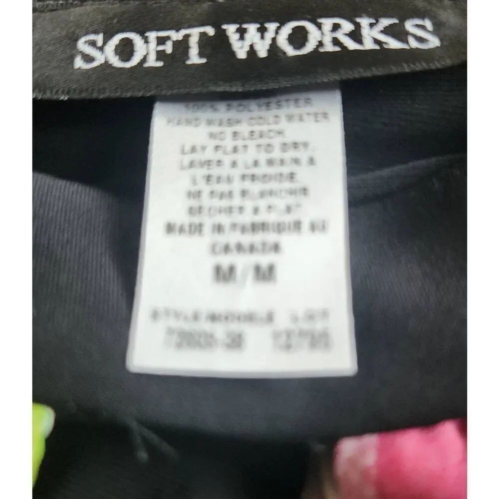 F9 Soft Works bright multicolored sheer lined tank blouse black contrast trim - Picture 10 of 11